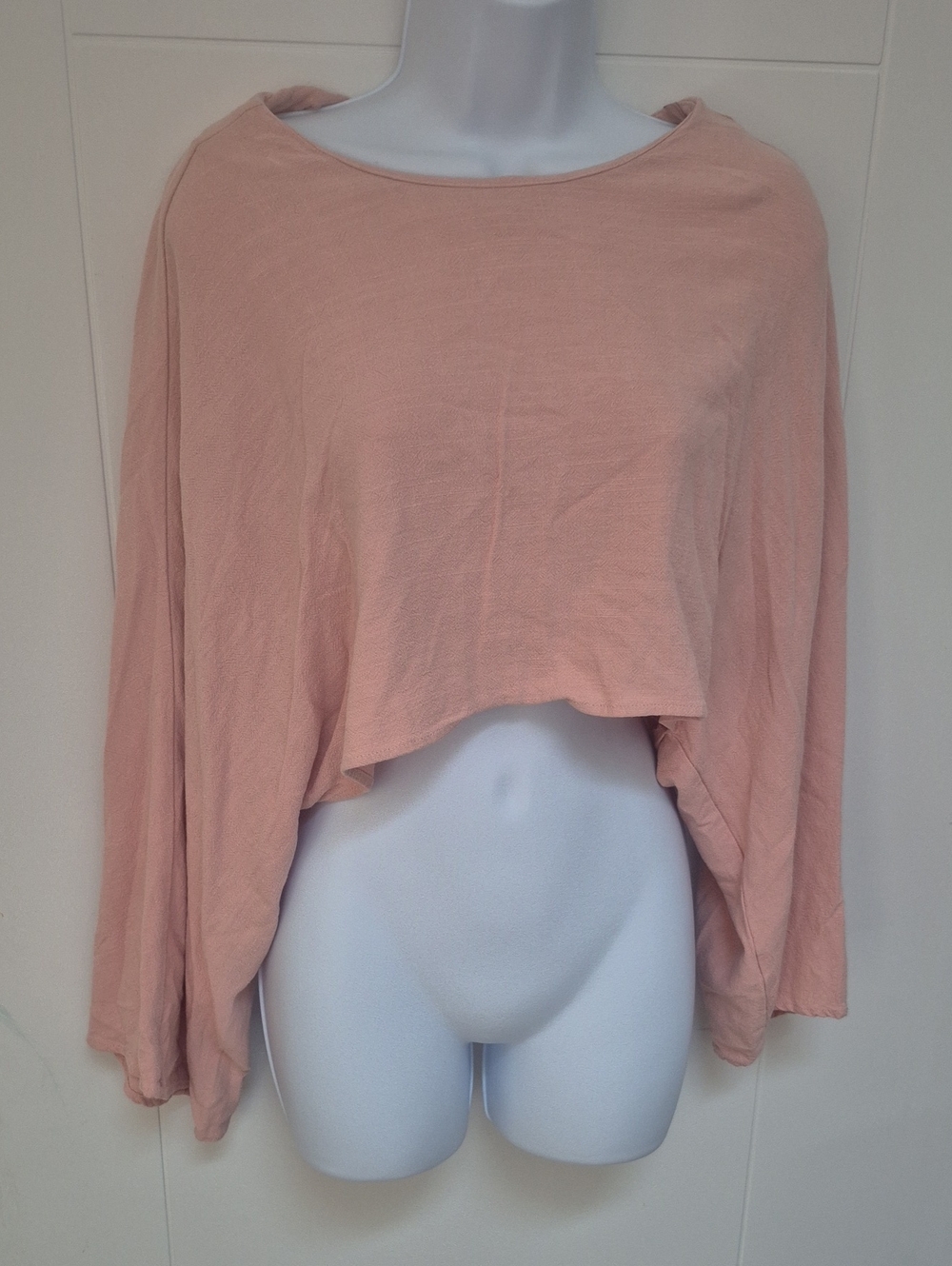 Mable Light Pink Cropped Long-Sleeve loose blouse S